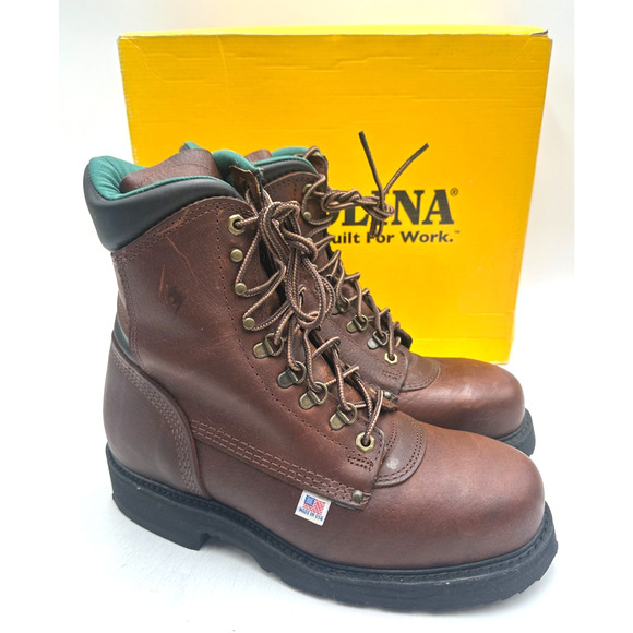 Carolina 8'' Steel Toe Collar Boot (1809) NEW Men's Brown/Black US Size 8 2E - Picture 1 of 9